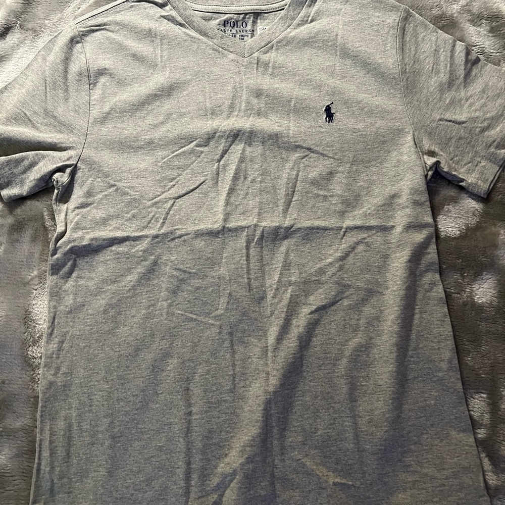 Polo by Ralph Lauren Gray V-Neck Polo T-Shirt